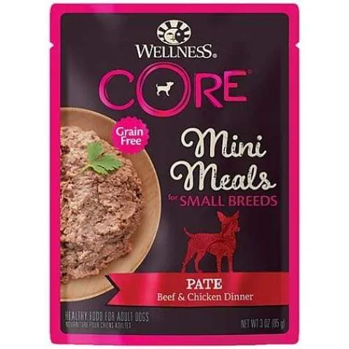 [20% OFF] Wellness Core Mini Meals Pâté Beef & Chicken Pouch Food for Small Breed Dogs 3oz