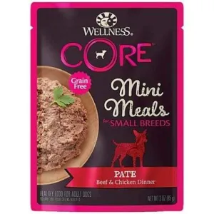 [20% OFF] Wellness Core Mini Meals Pâté Beef & Chicken Pouch Food for Small Breed Dogs 3oz