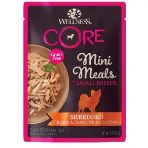[20% OFF] Wellness Core Mini Meals Pâté Shredded Chicken & Turkey Pouch Food for Small Breed Dogs 3oz