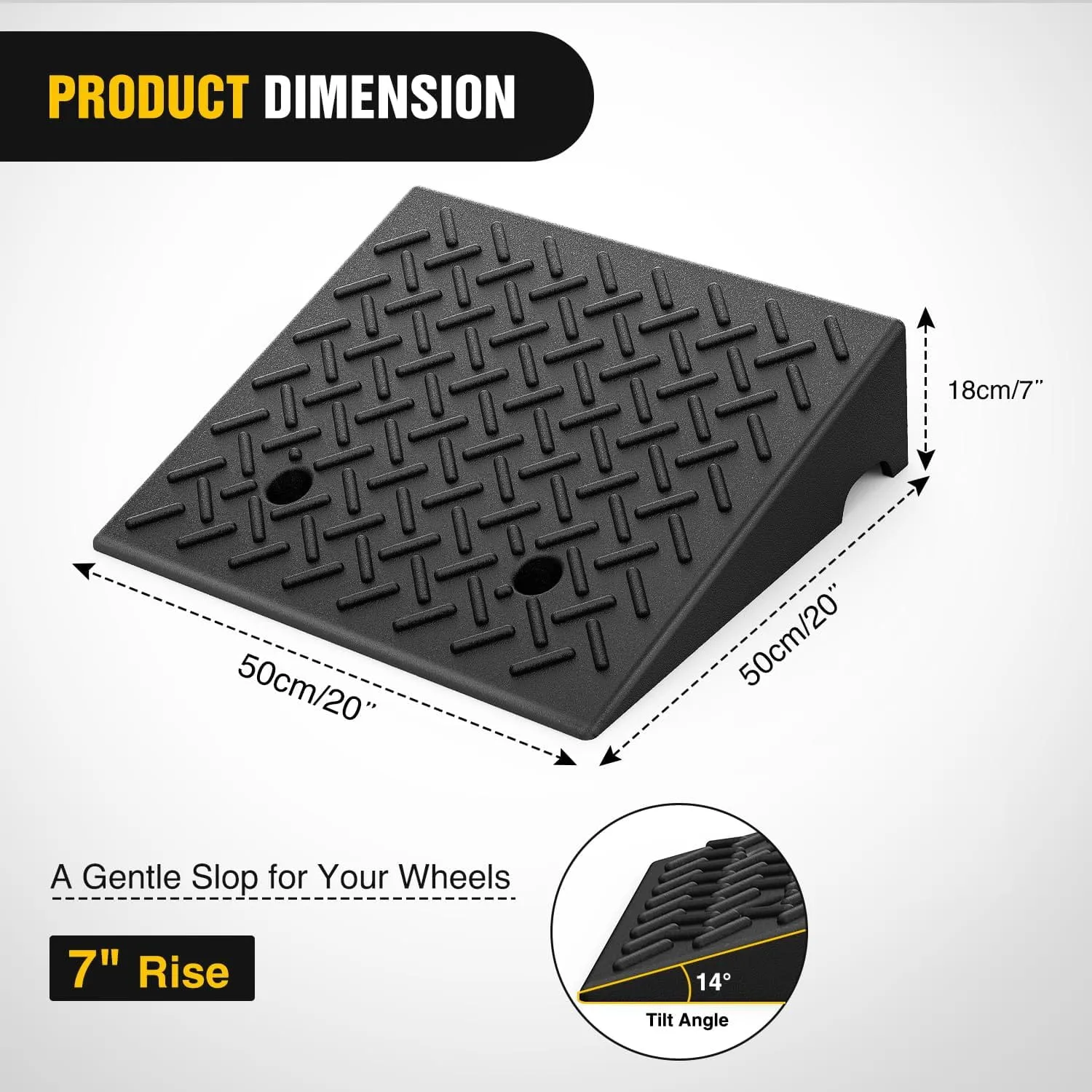 7 Inch 7000lbs Load Capacity Rise Height Heavy Duty Rubber Curb Ramp (Pair)