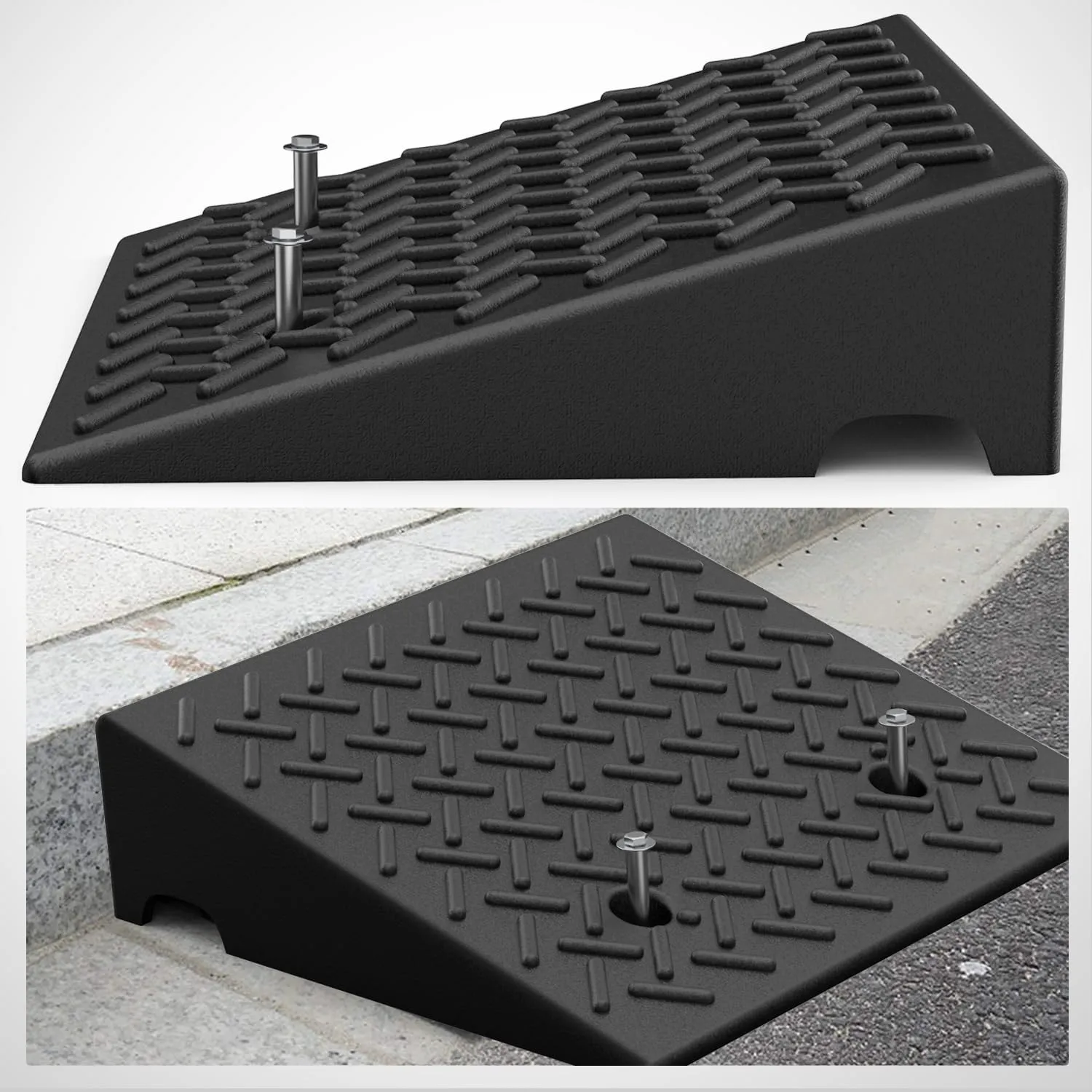7 Inch 7000lbs Load Capacity Rise Height Heavy Duty Rubber Curb Ramp (Pair)
