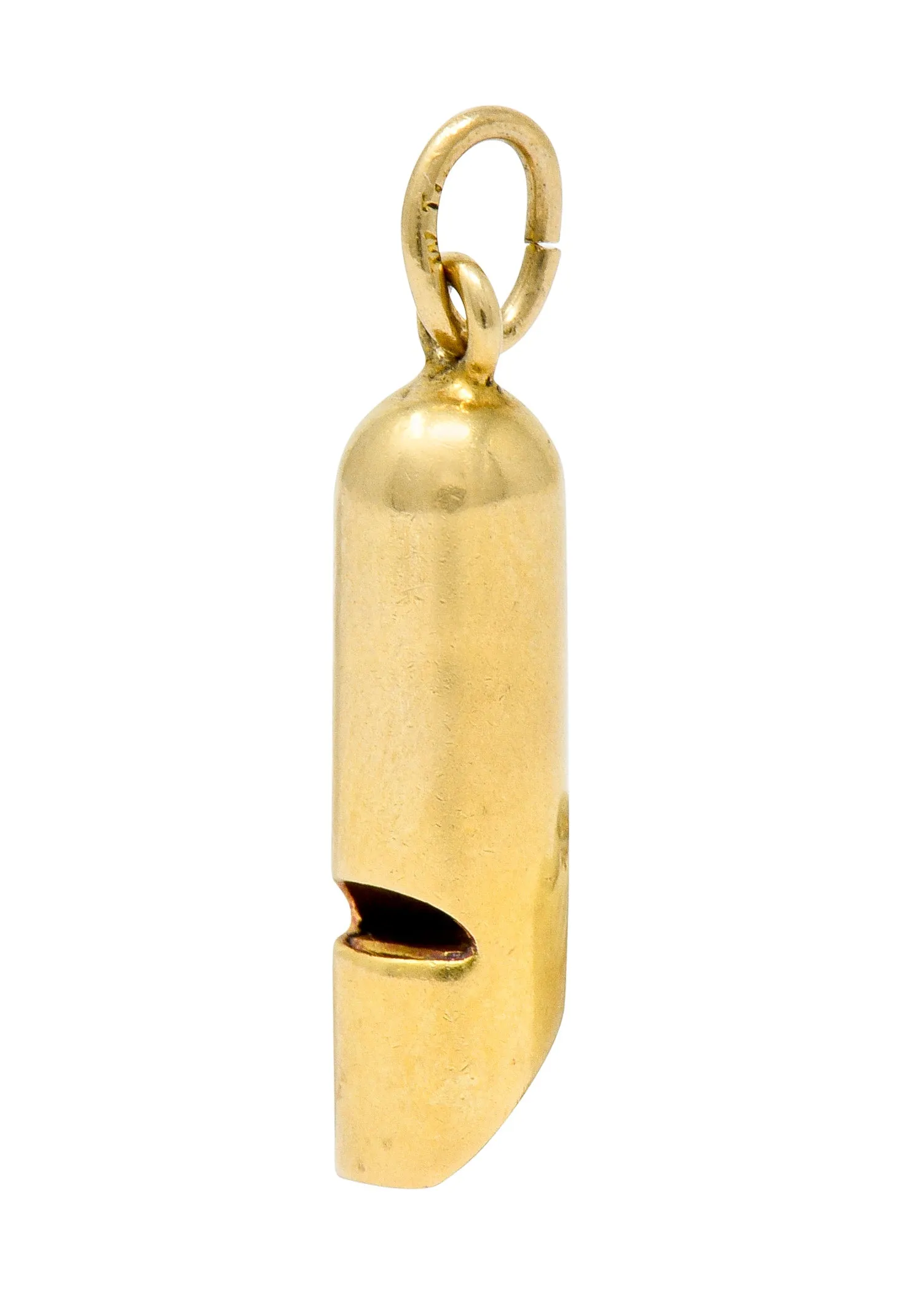 Art Nouveau 14 Karat Gold Functional Antique Whistle Charm