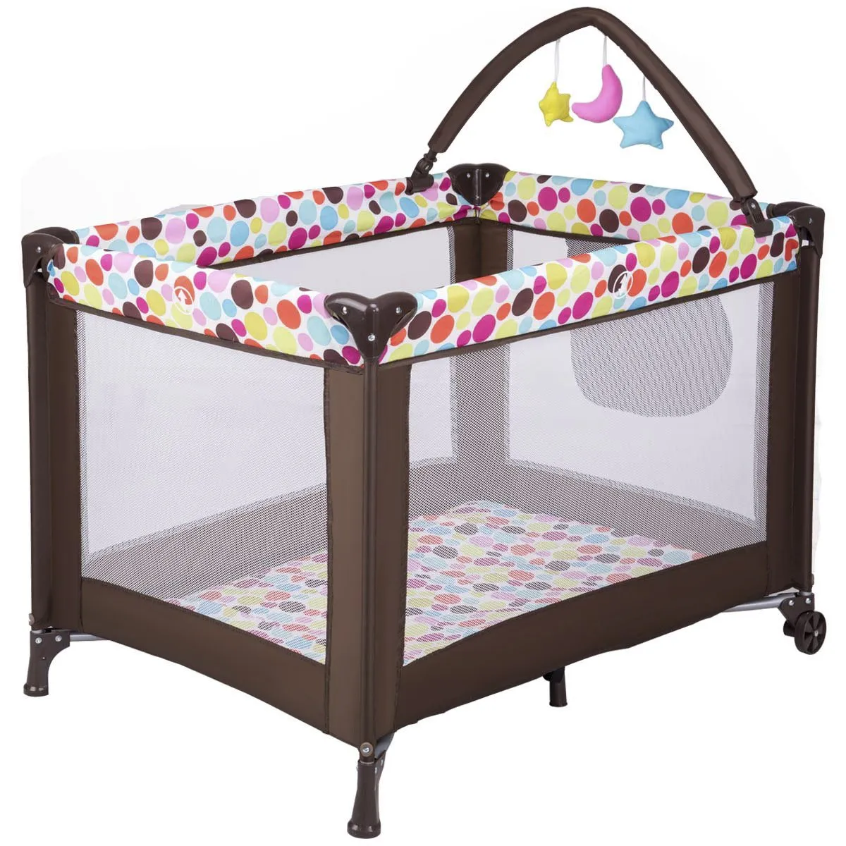Baby Playard, Convertible Playpen with Bassinet, Changing Table, Foldable Travel Bassinet Bed with Music Box