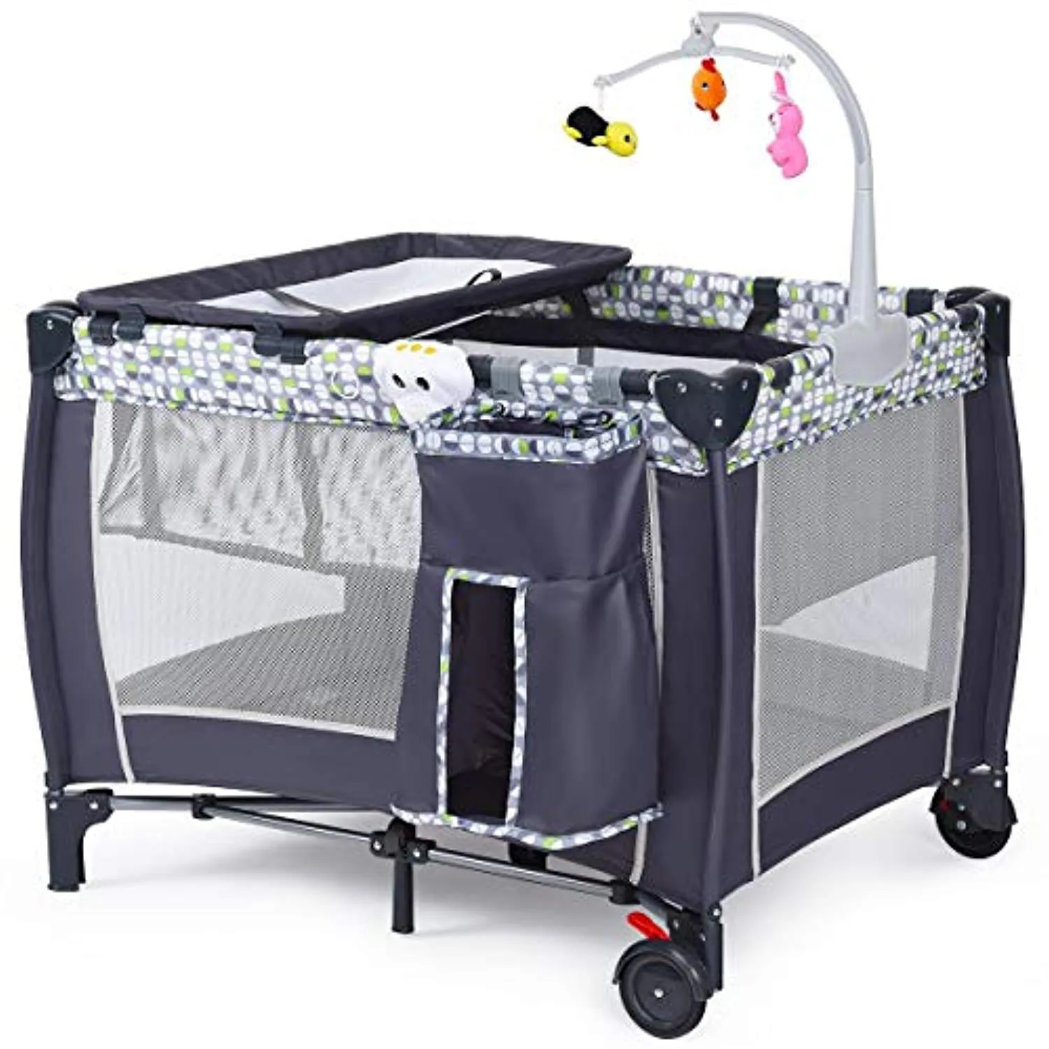 Baby Playard, Convertible Playpen with Bassinet, Changing Table, Foldable Travel Bassinet Bed with Music Box