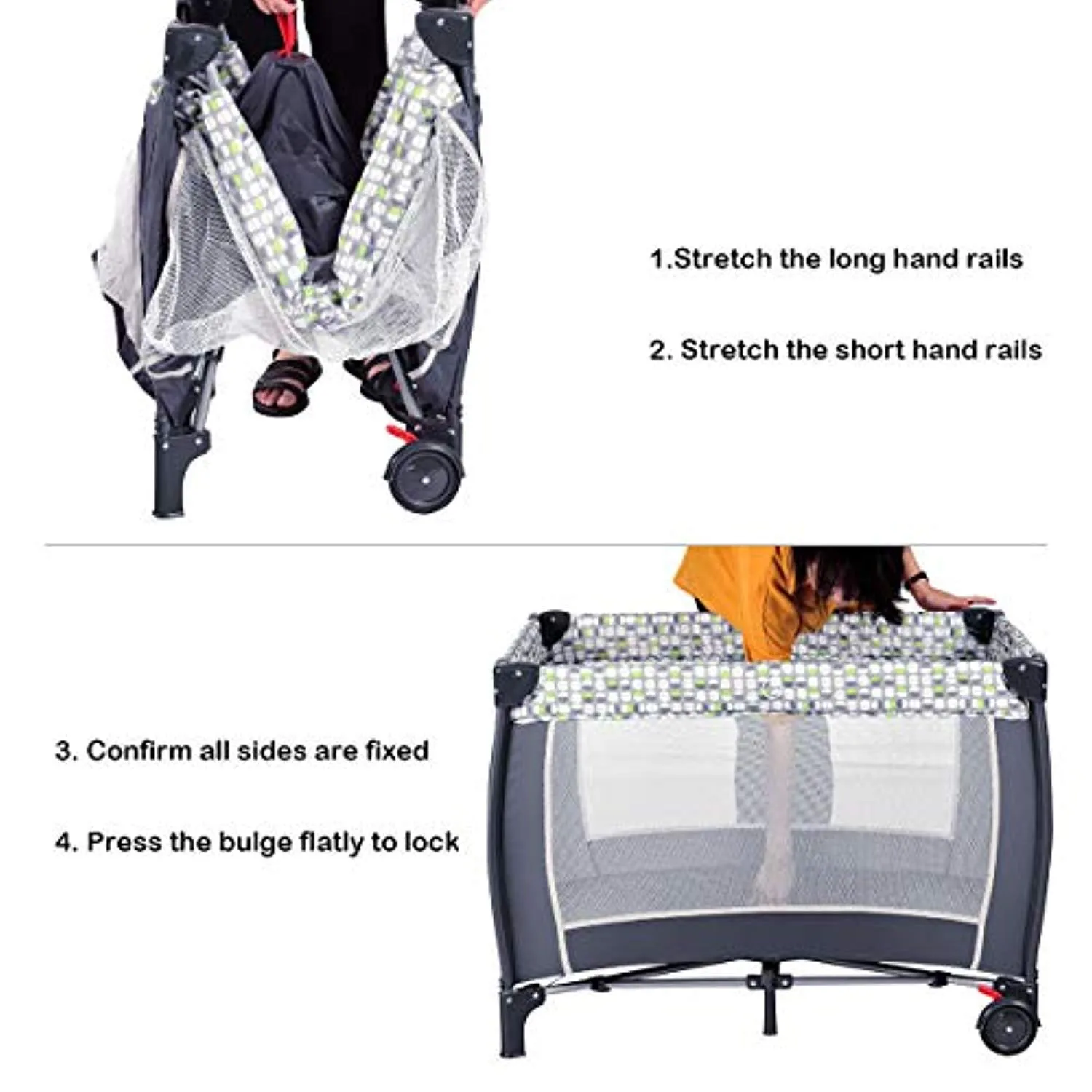 Baby Playard, Convertible Playpen with Bassinet, Changing Table, Foldable Travel Bassinet Bed with Music Box
