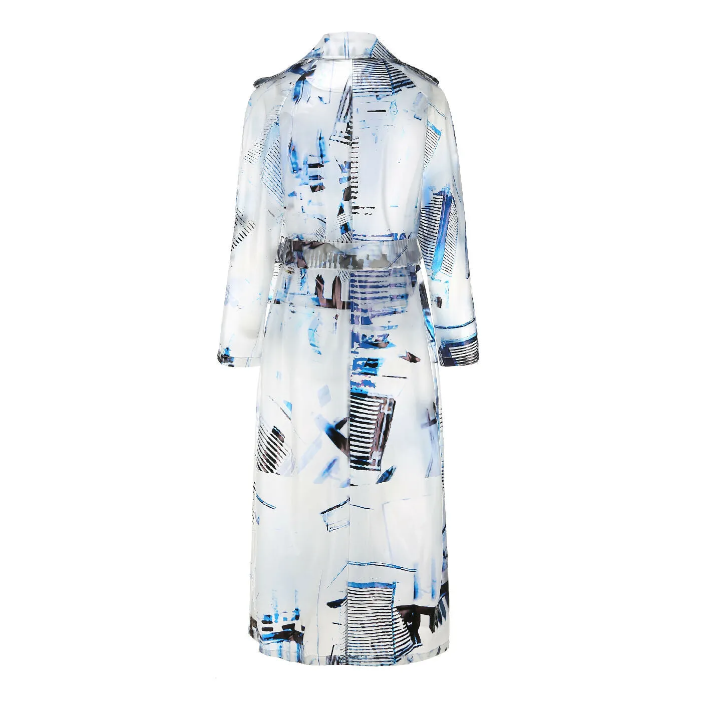 Bluetower print maxi raincoat