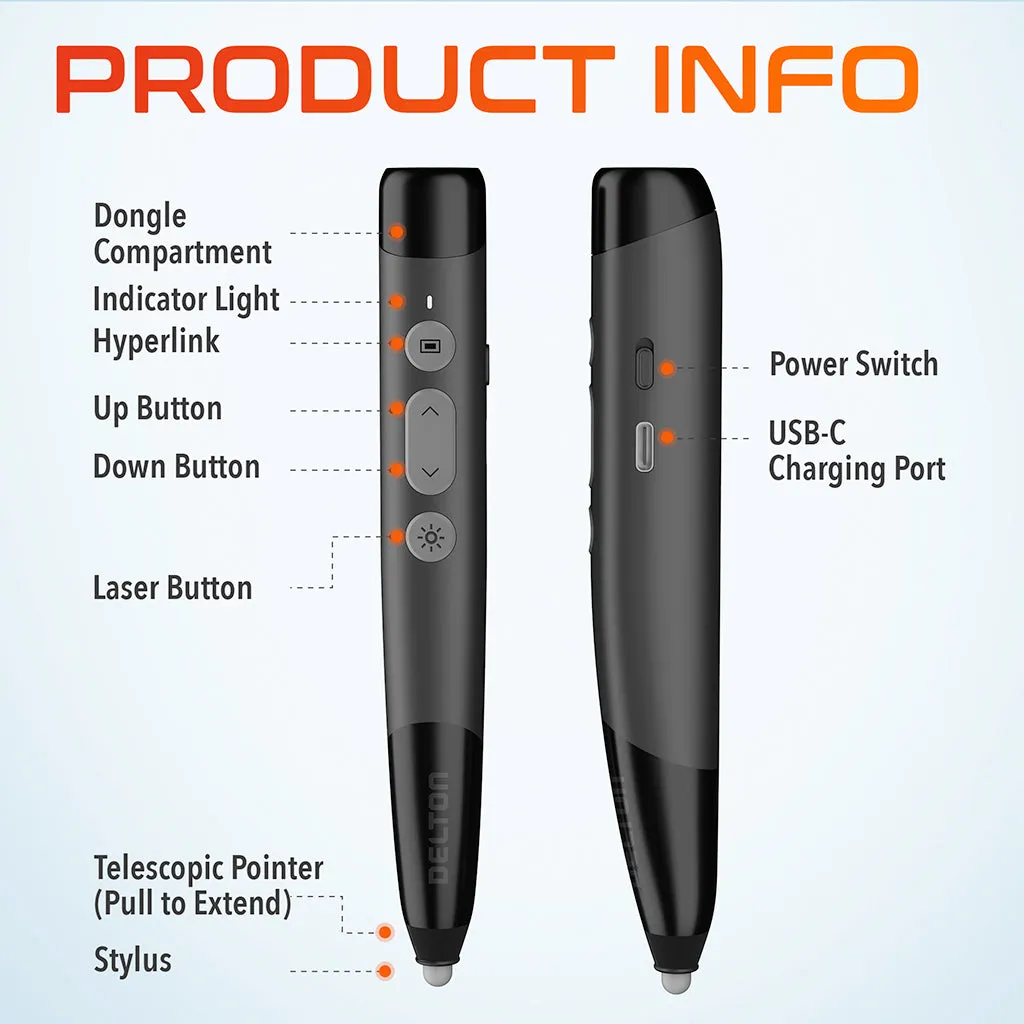 Delton LP99 Wireless Presentation Remote with Laser Pointer