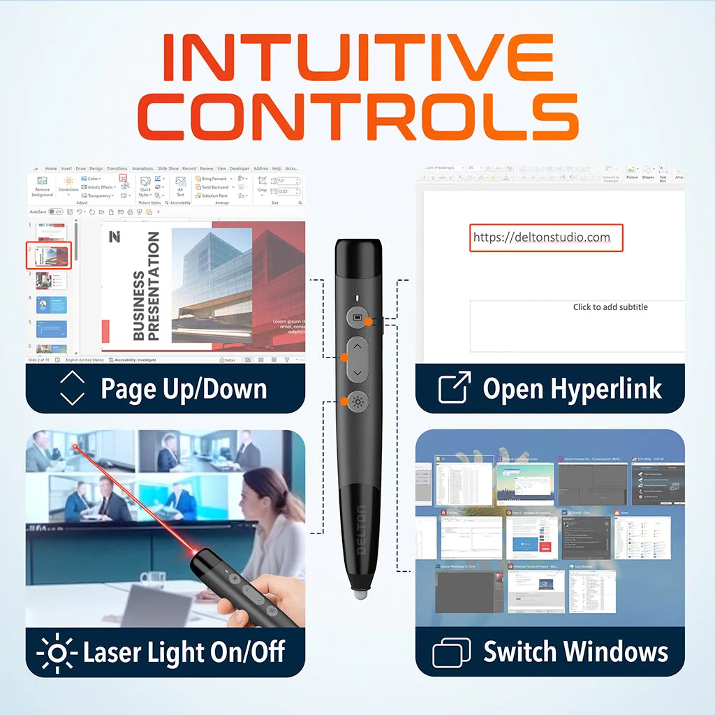 Delton LP99 Wireless Presentation Remote with Laser Pointer