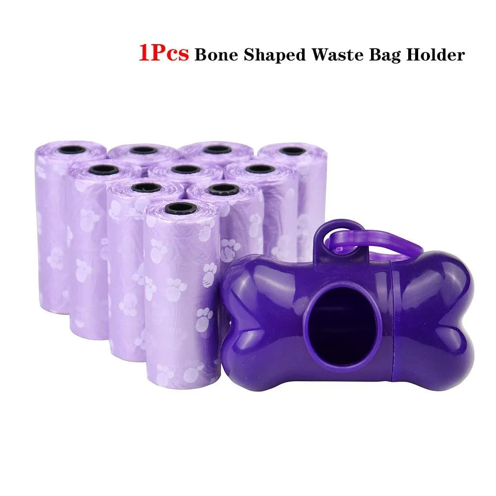 Disposable Pet Waste Bags With Paw Prints 5Roll (75Pcs)
