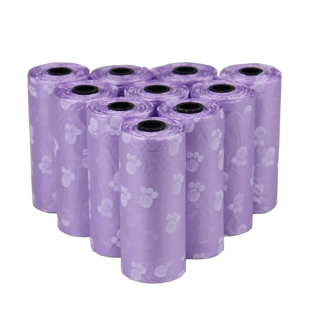 Disposable Pet Waste Bags With Paw Prints 5Roll (75Pcs)