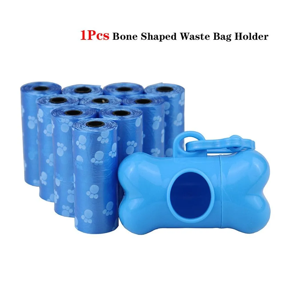 Disposable Pet Waste Bags With Paw Prints 5Roll (75Pcs)
