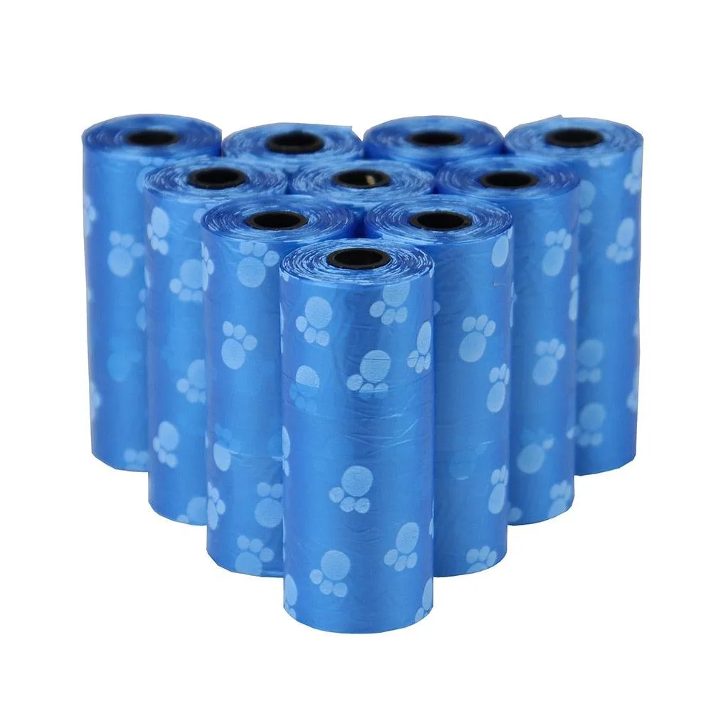 Disposable Pet Waste Bags With Paw Prints 5Roll (75Pcs)