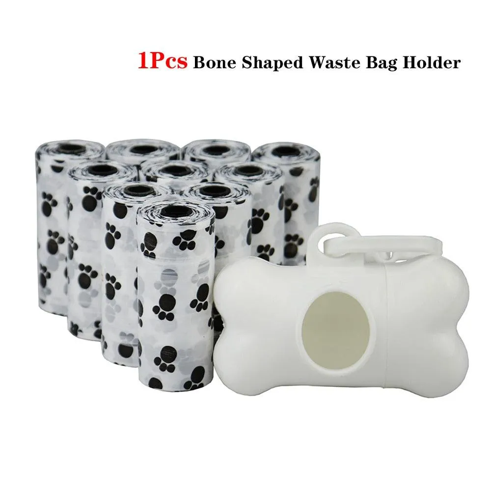 Disposable Pet Waste Bags With Paw Prints 5Roll (75Pcs)