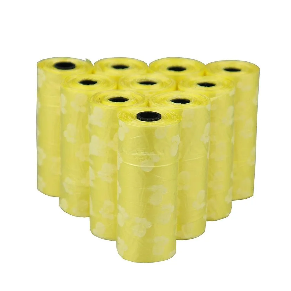 Disposable Pet Waste Bags With Paw Prints 5Roll (75Pcs)