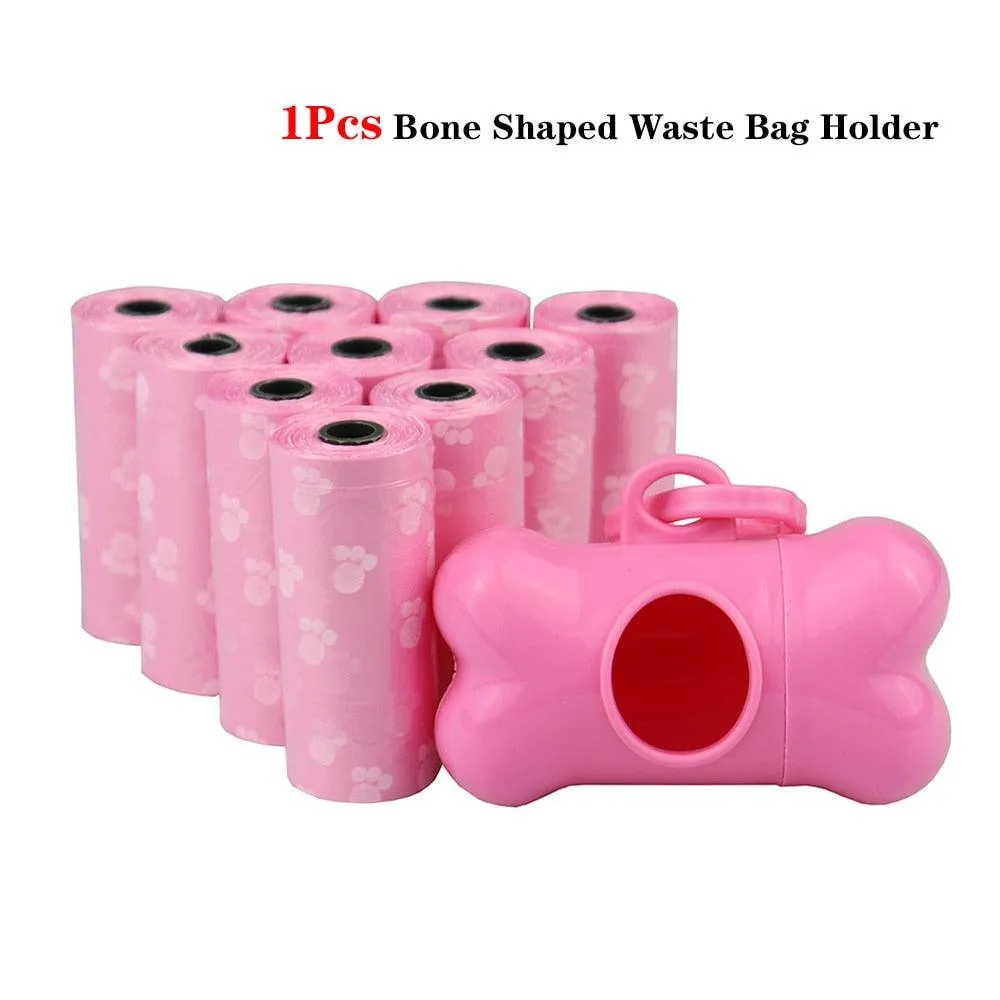 Disposable Pet Waste Bags With Paw Prints 5Roll (75Pcs)