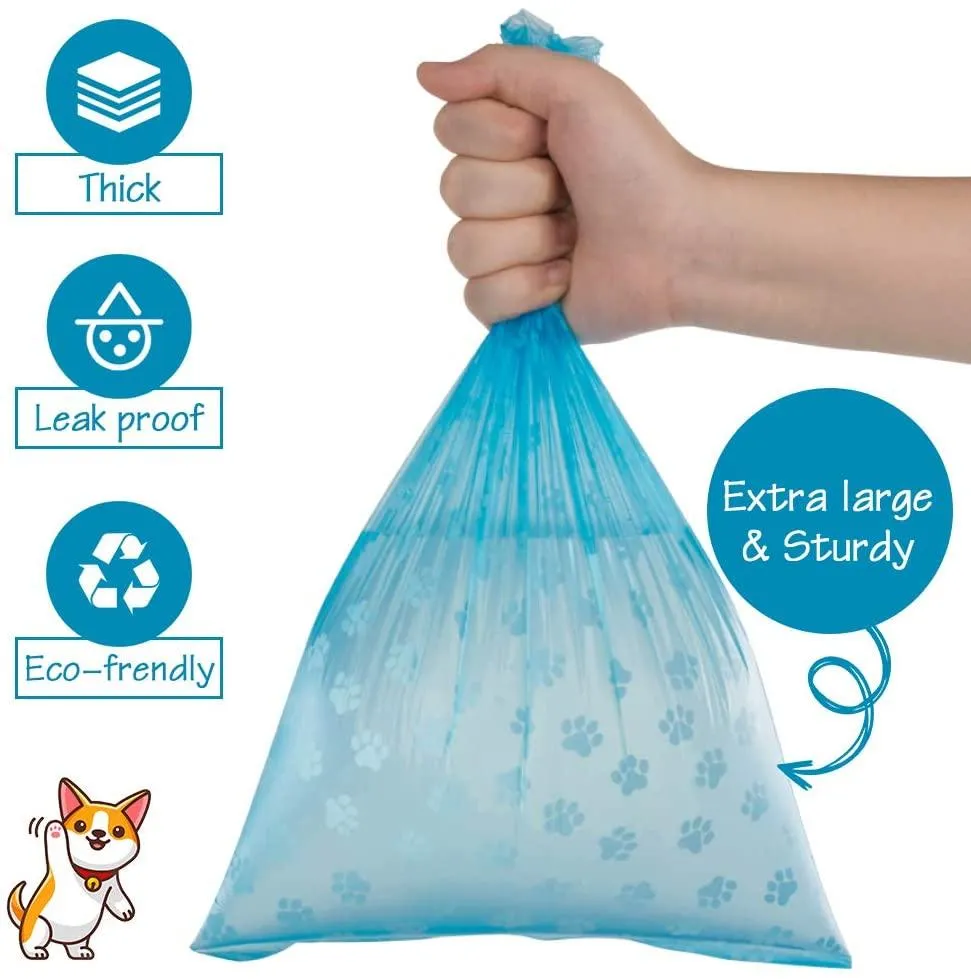 Disposable Pet Waste Bags With Paw Prints 5Roll (75Pcs)