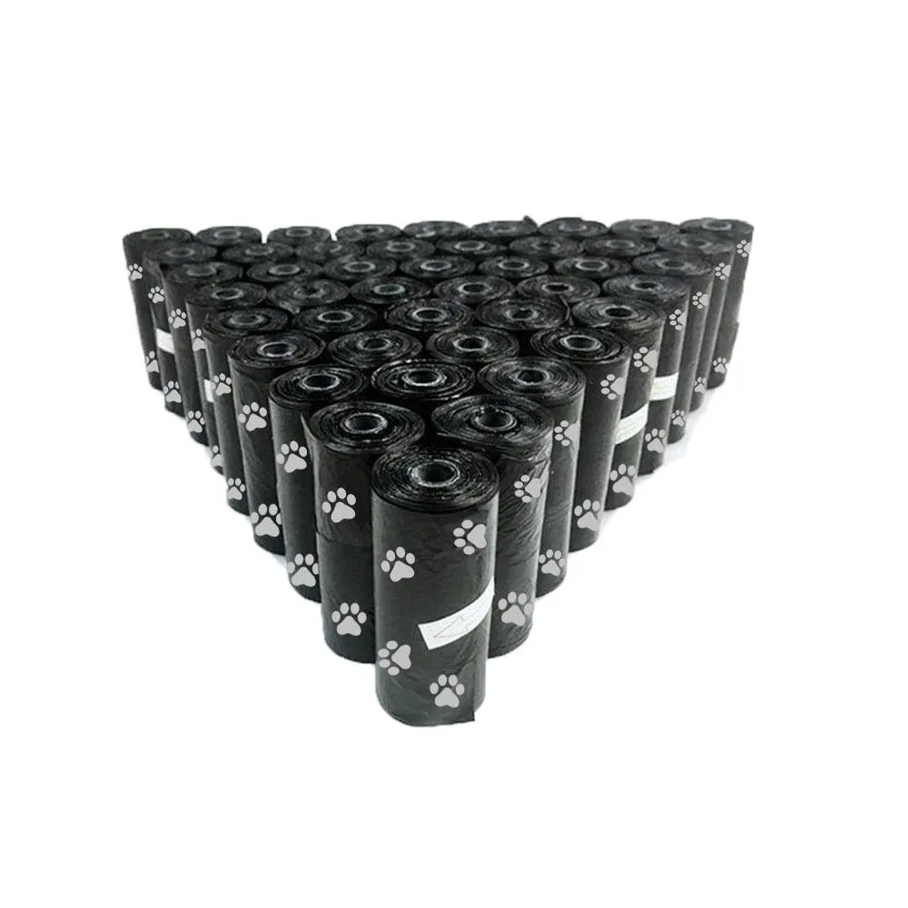 Disposable Pet Waste Bags With Paw Prints 5Roll (75Pcs)