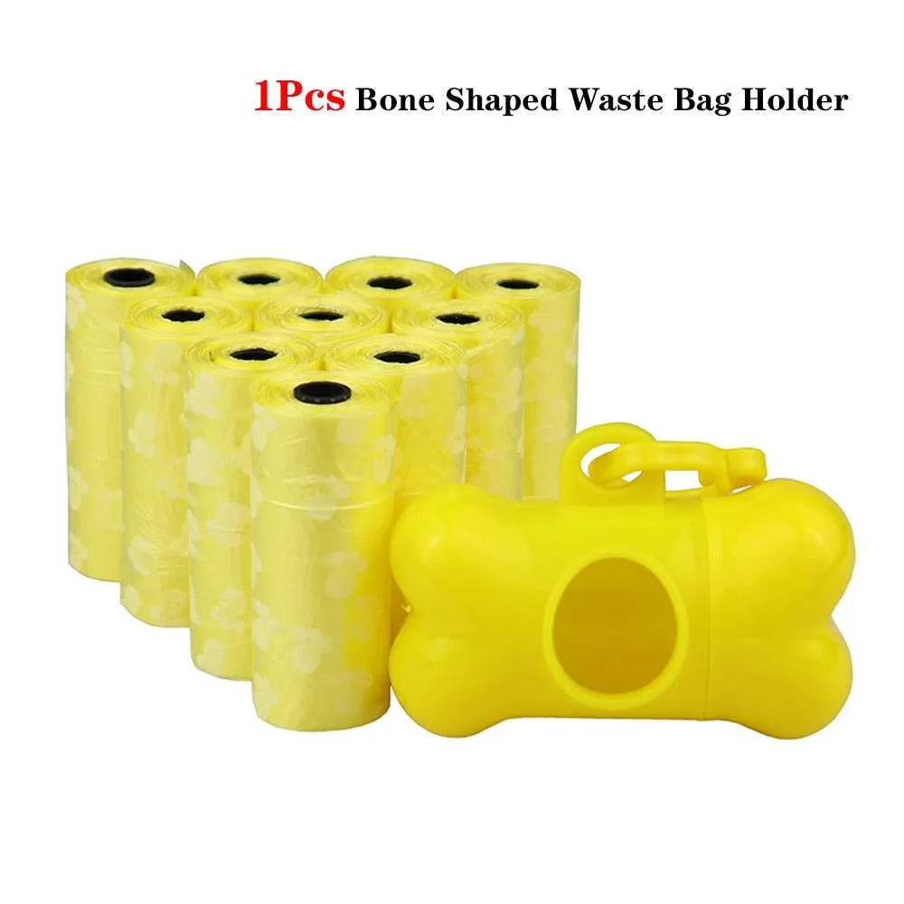 Disposable Pet Waste Bags With Paw Prints 5Roll (75Pcs)