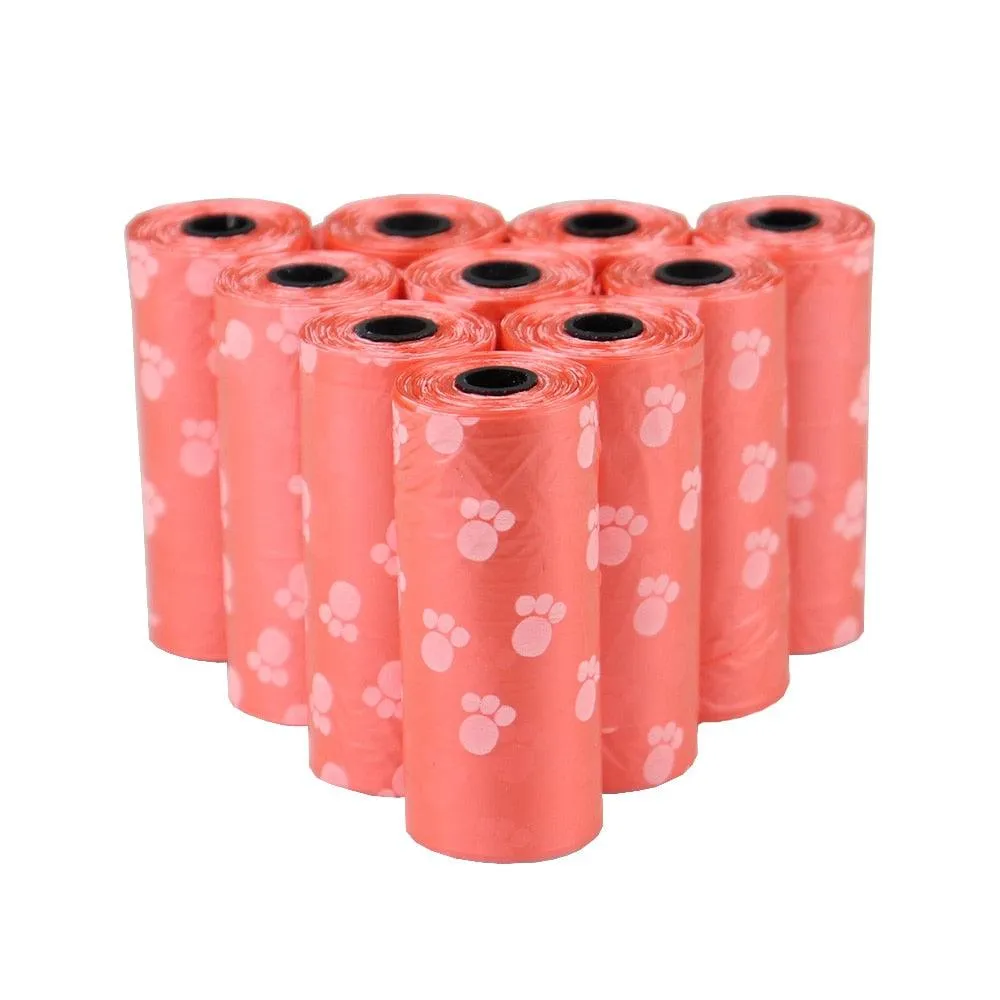 Disposable Pet Waste Bags With Paw Prints 5Roll (75Pcs)