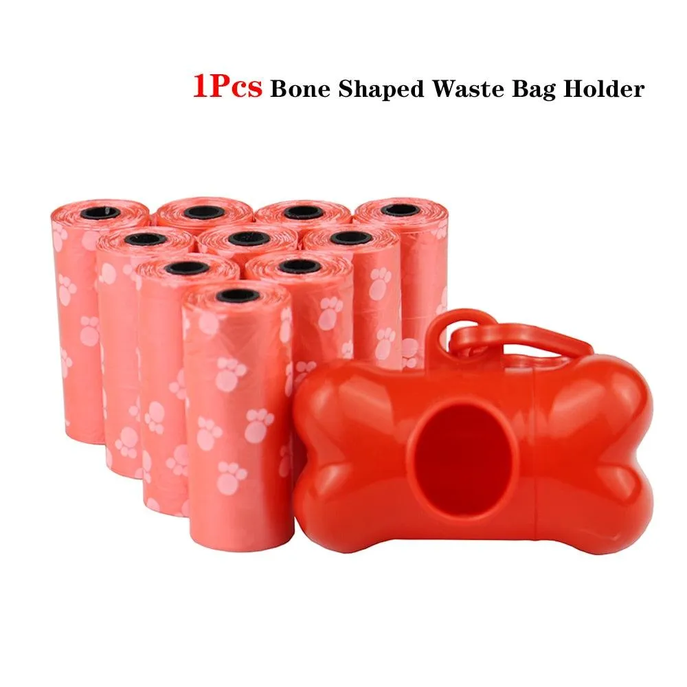 Disposable Pet Waste Bags With Paw Prints 5Roll (75Pcs)