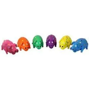 Dog Toy, Polka Dot Pig, Latex, Assorted Colors, 4-In.