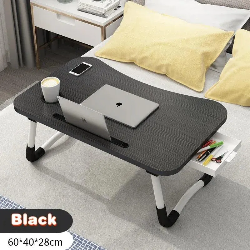 Foldable Laptop Bed Table with Cup Holder & Drawer - Portable Work & Relaxation Desk