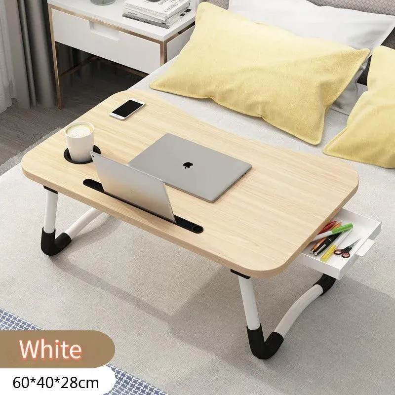 Foldable Laptop Bed Table with Cup Holder & Drawer - Portable Work & Relaxation Desk