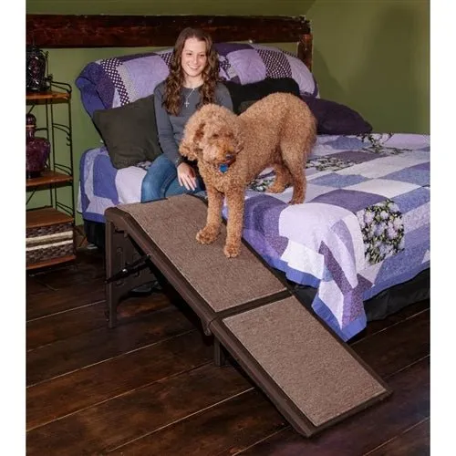 Free-standing Extra Wide Carpeted Pet Ramp in Chocolate