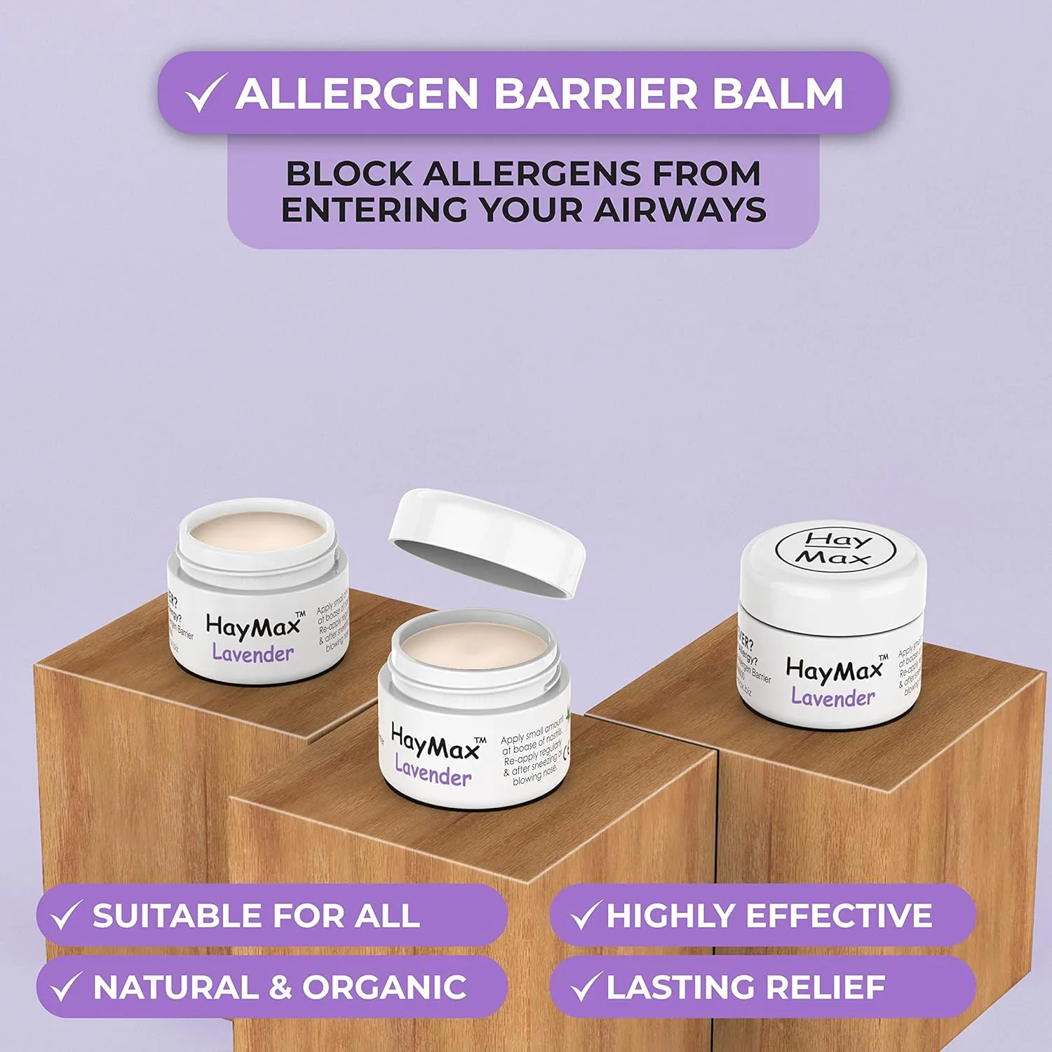 Junior Allergen Barrier Balm in Lavender is an organic, natural, and non-drowsy solution for allergy relief. It effectively blocks pollen, dust, and other allergen particles. Suitable for adults, kids, and pregnant women.