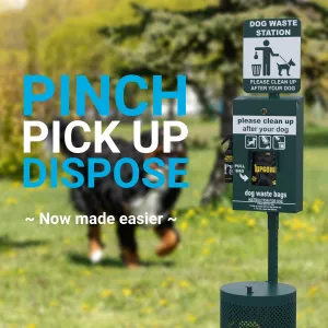 Kessler Pet Waste Station with Pedal Trash Can, Glow in the Dark Sign, Pull-Out Bag Dispenser, Hand Sanitizer Bottle, 400 Waste Bags and 50 Can Liners