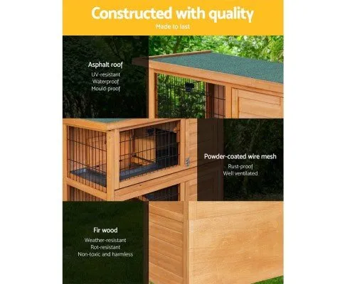 Large Waterproof Wooden Pet Rabbit Hutch with Metal Run