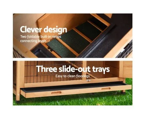 Large Waterproof Wooden Pet Rabbit Hutch with Metal Run