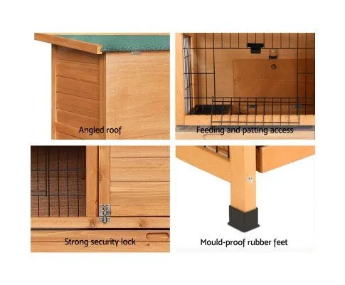 Large Waterproof Wooden Pet Rabbit Hutch with Metal Run