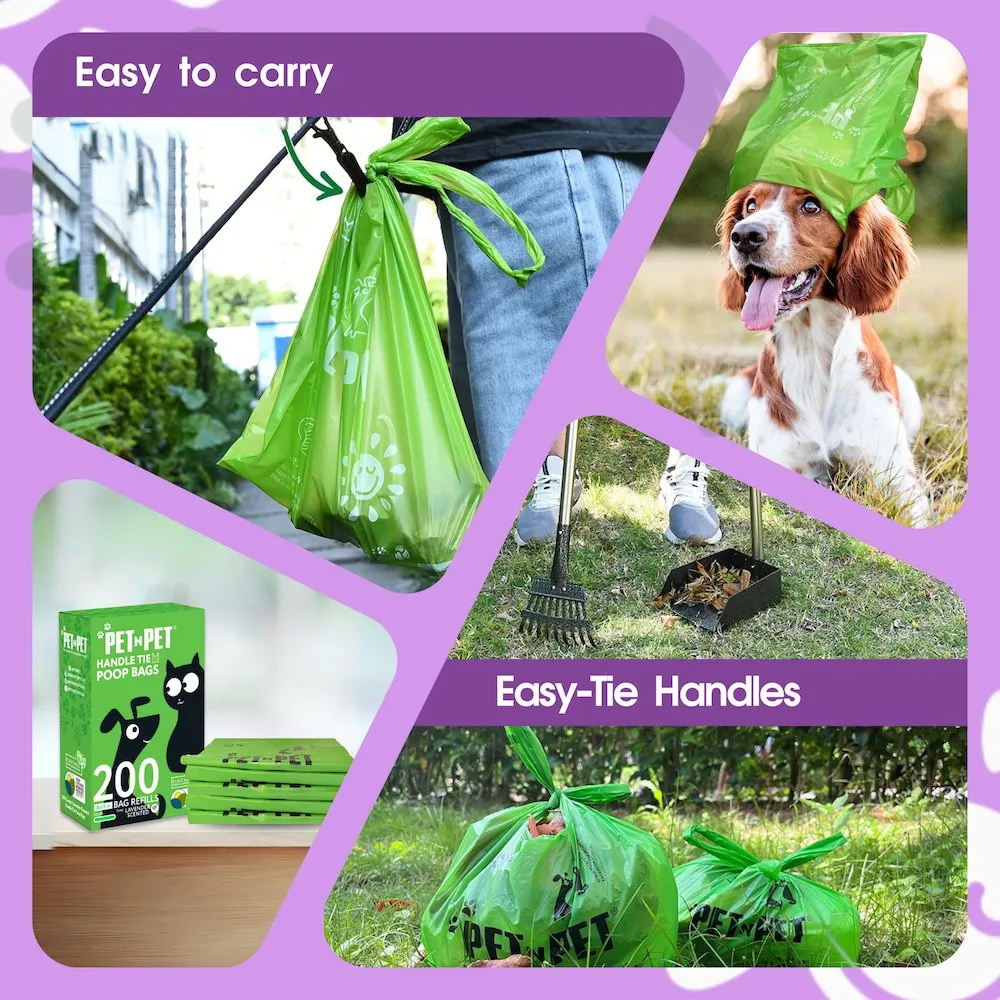 Lavender Scented Dog Poop Bags with Tie Handles 200