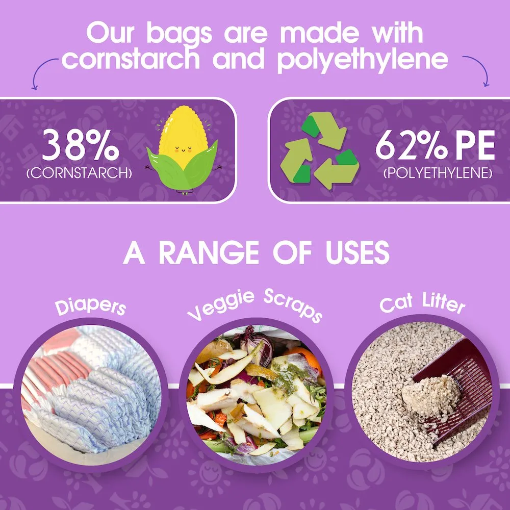 Lavender Scented Dog Poop Bags with Tie Handles 200