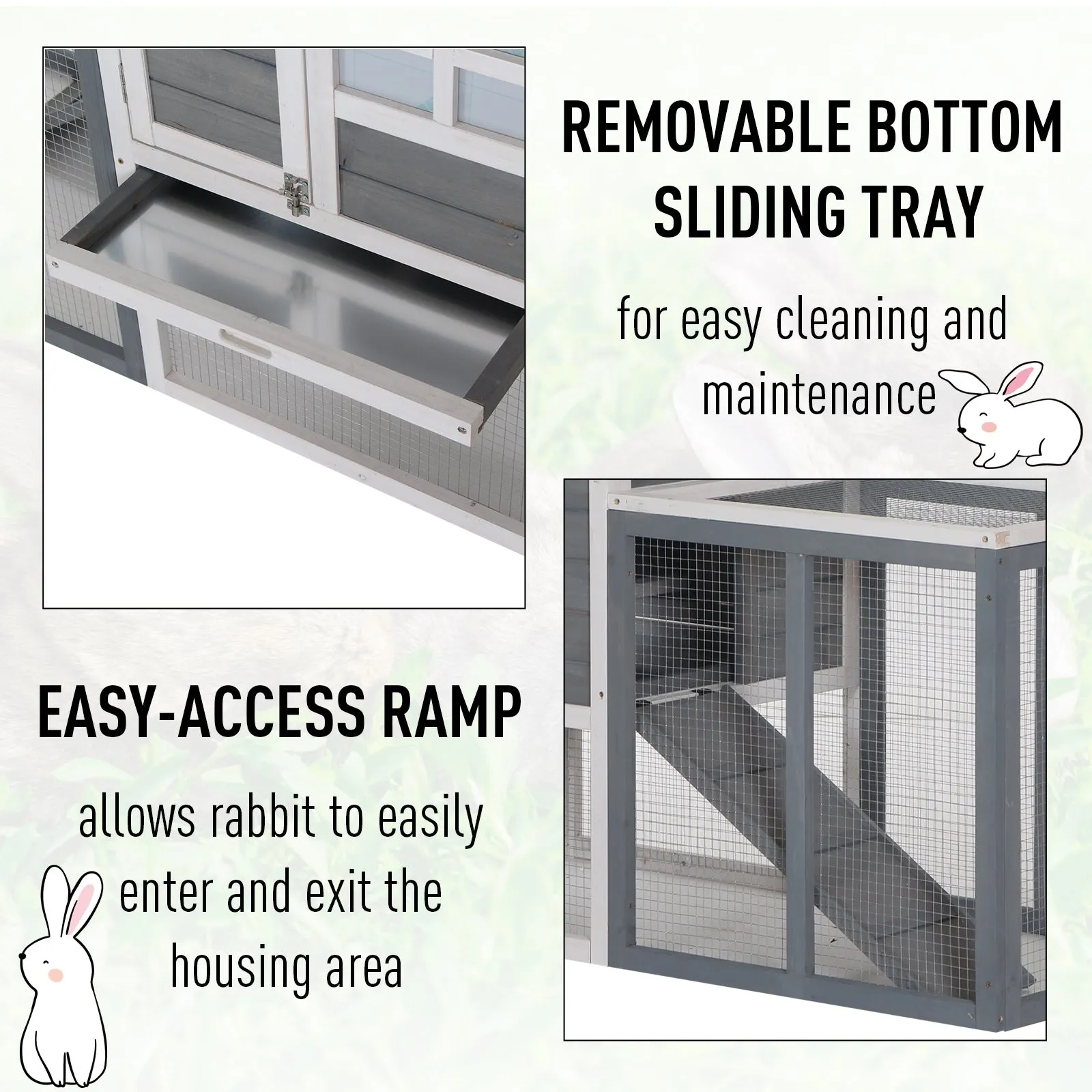 PawHut 2 Tier Wooden Rabbit Hutch