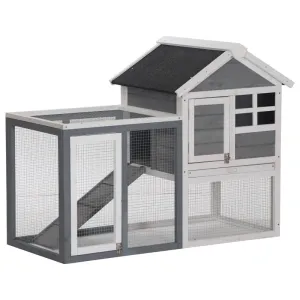 PawHut 2 Tier Wooden Rabbit Hutch