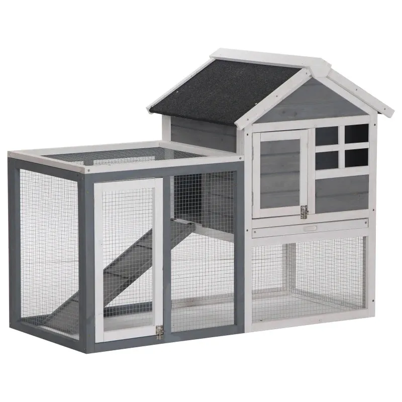 PawHut 2 Tier Wooden Rabbit Hutch