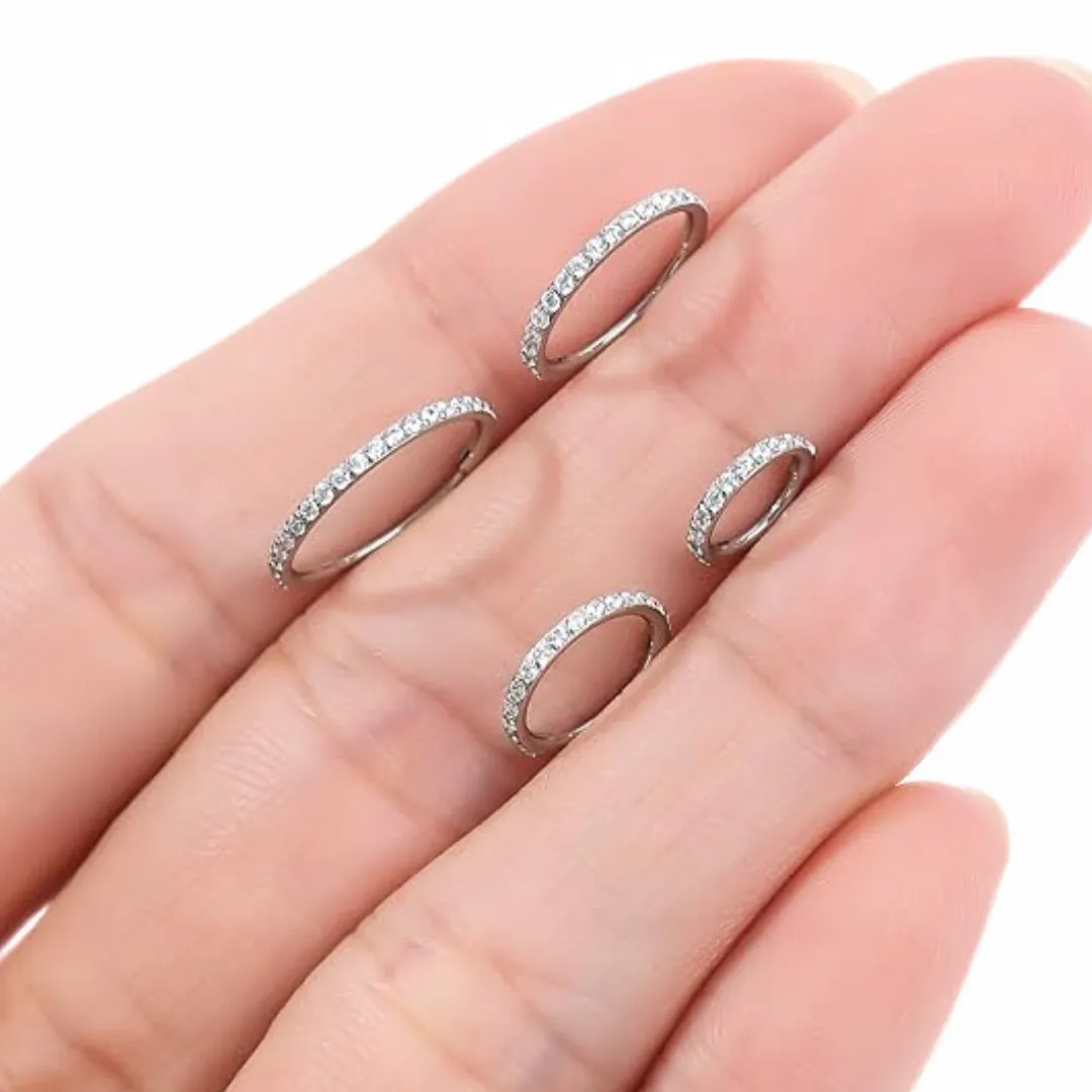 Precise Steel Paved CZ Rim Hinged Segment Clicker Ring