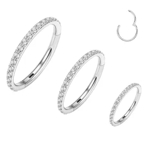 Precise Steel Paved CZ Rim Hinged Segment Clicker Ring