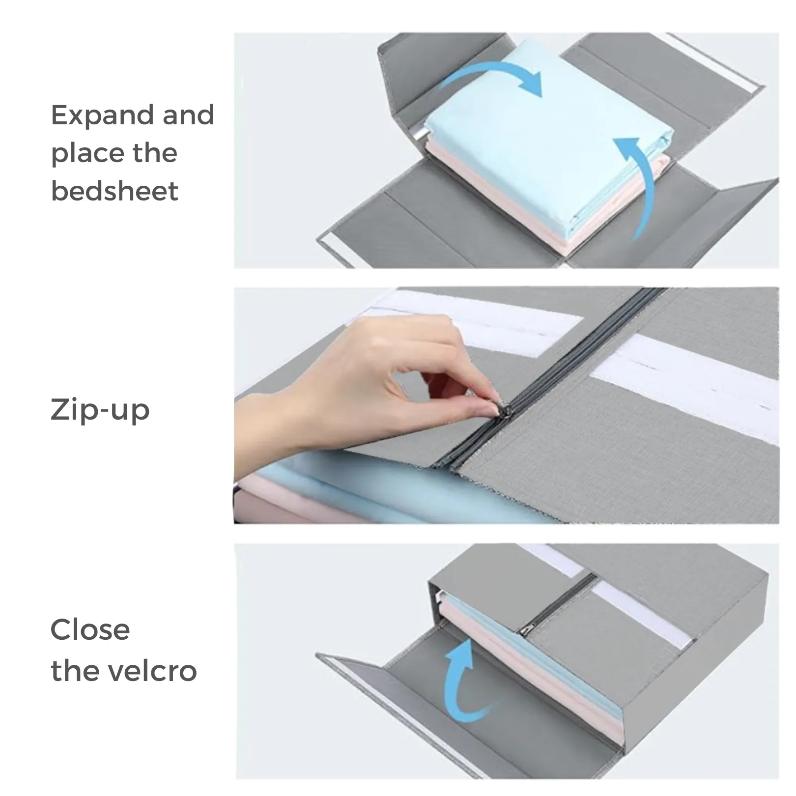 Qoolish Grey Bed Sheet Organizer