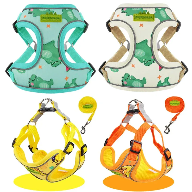 Reflective Dog Harness and Leash Set for Small to Medium Breeds