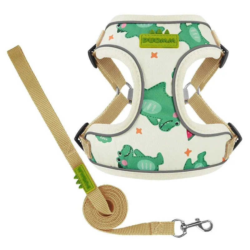 Reflective Dog Harness and Leash Set for Small to Medium Breeds