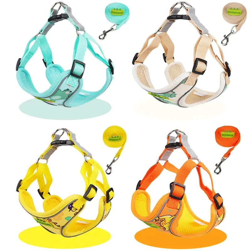 Reflective Dog Harness and Leash Set for Small to Medium Breeds