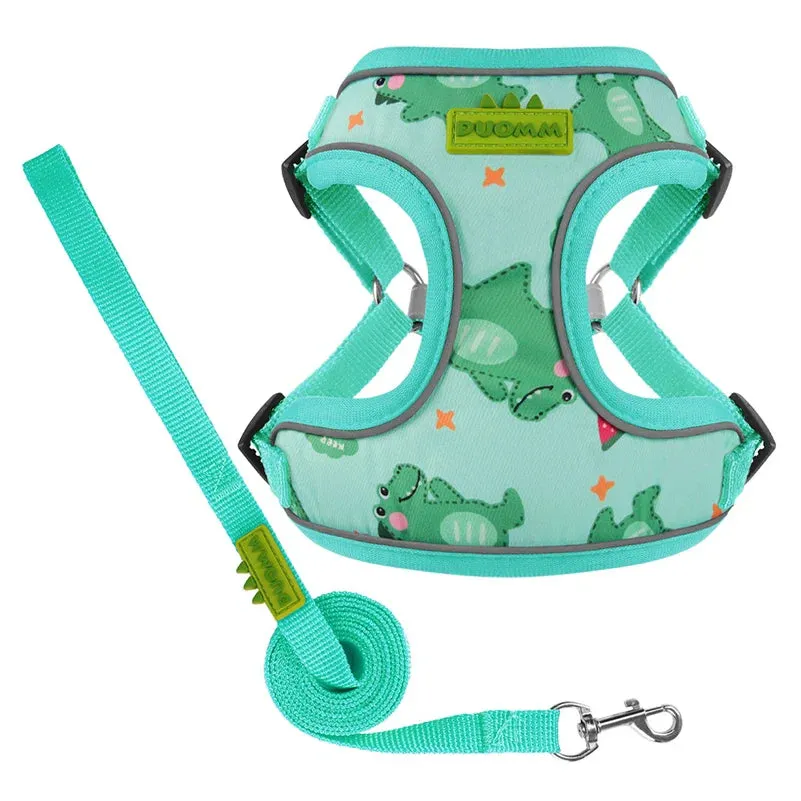 Reflective Dog Harness and Leash Set for Small to Medium Breeds