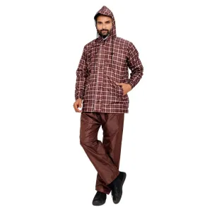 Reversible Men's Raincoat - Waterproof, Reflective Safety | Adjustable Hood | XXX-Large | Brown