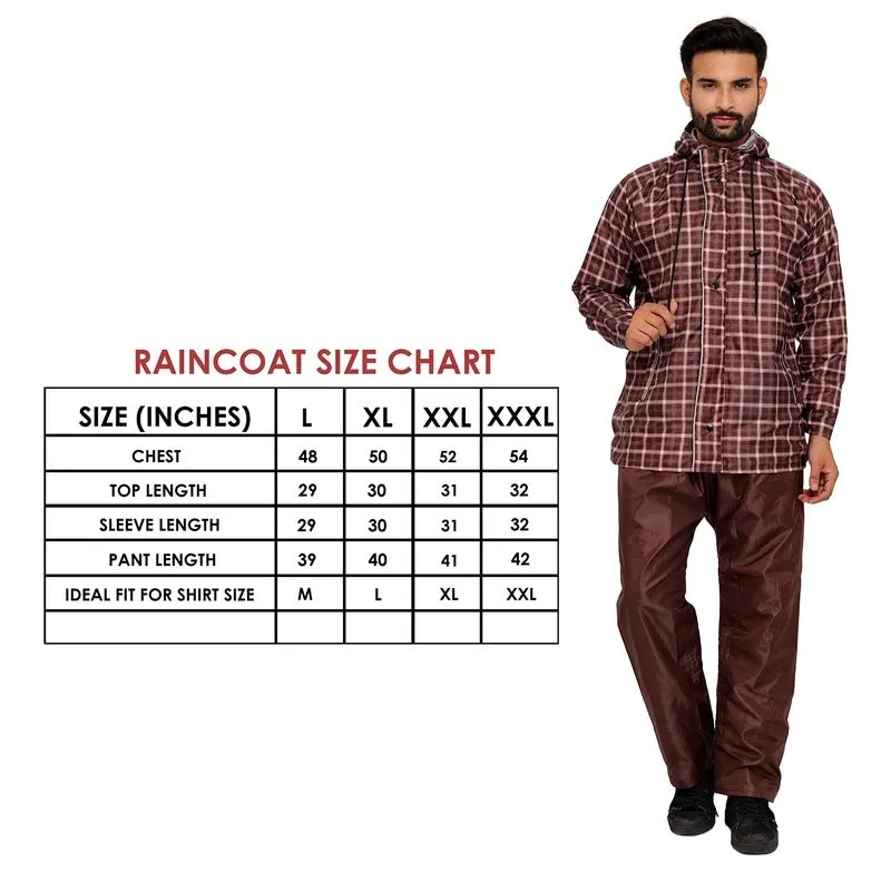Reversible Men's Raincoat - Waterproof, Reflective Safety | Adjustable Hood | XXX-Large | Brown