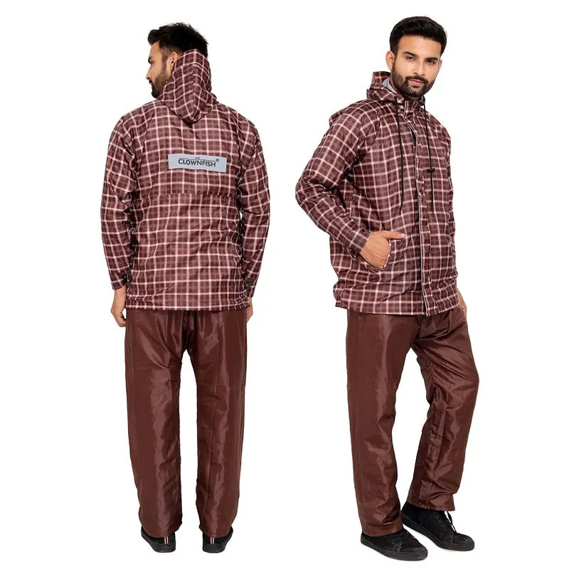 Reversible Men's Raincoat - Waterproof, Reflective Safety | Adjustable Hood | XXX-Large | Brown