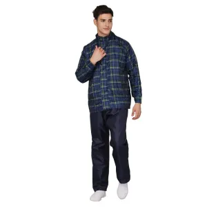 THE CLOWNFISH Majestic Pro Series Men's Waterproof Polyester Double Coating Reversible Raincoat with Hood and Reflector Logo at Back for Night Travelling. Set of Top and Bottom (Blue, XXXL)