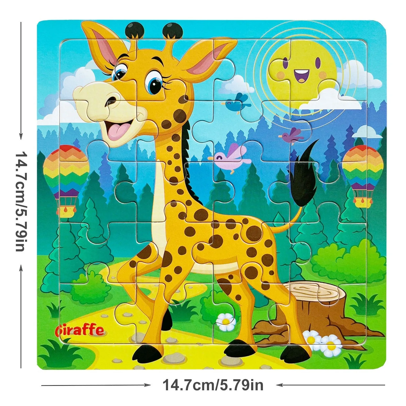 Wooden Jigsaw Pattern Puzzle with Guide - 16 Pieces